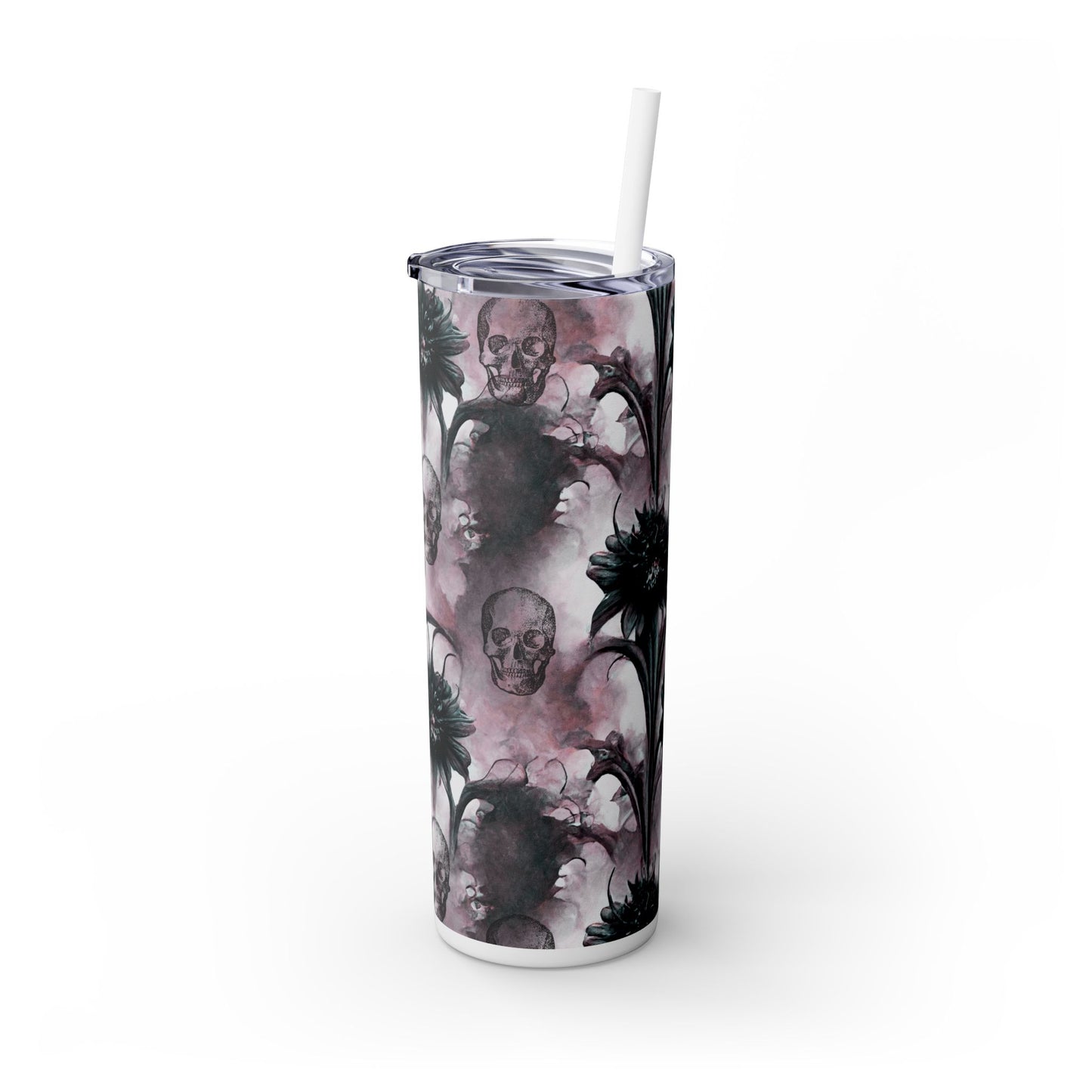 Skull and Thistle Skinny Tumbler with Straw, 20oz