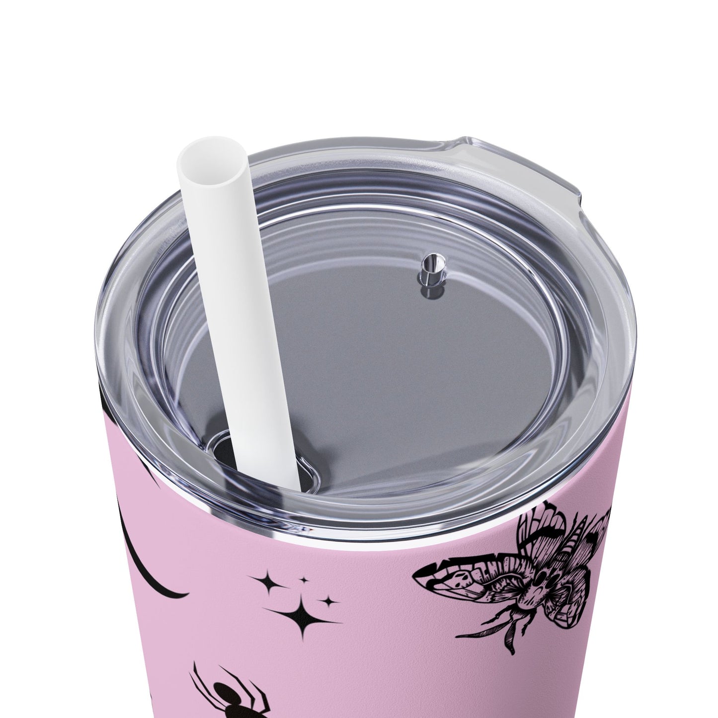 Pink Goth Skinny Tumbler with Straw, 20oz