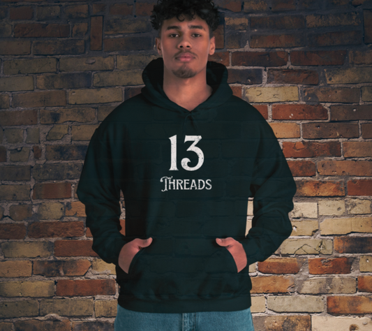 13 Threads Logo Black Hooded Sweatshirt