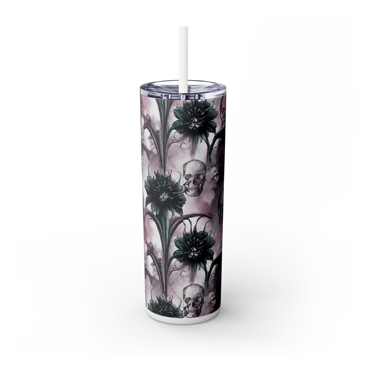 Skull and Thistle Skinny Tumbler with Straw, 20oz