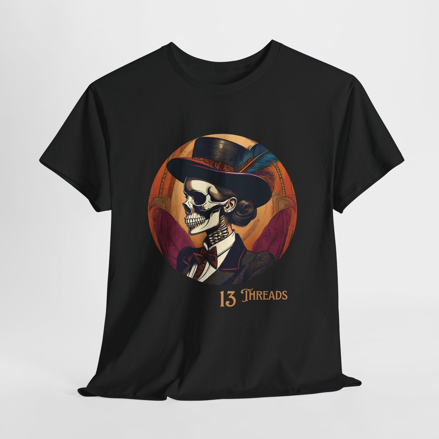 Female Skull With Feather 13 Threads T-shirt