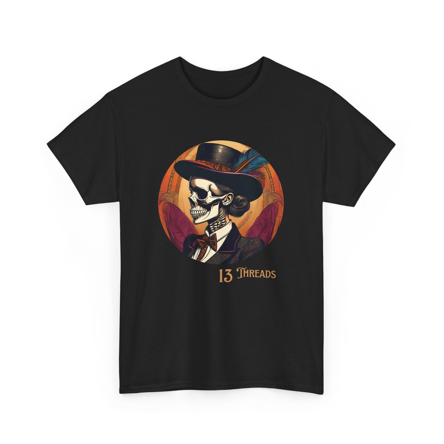 Female Skull With Feather 13 Threads T-shirt