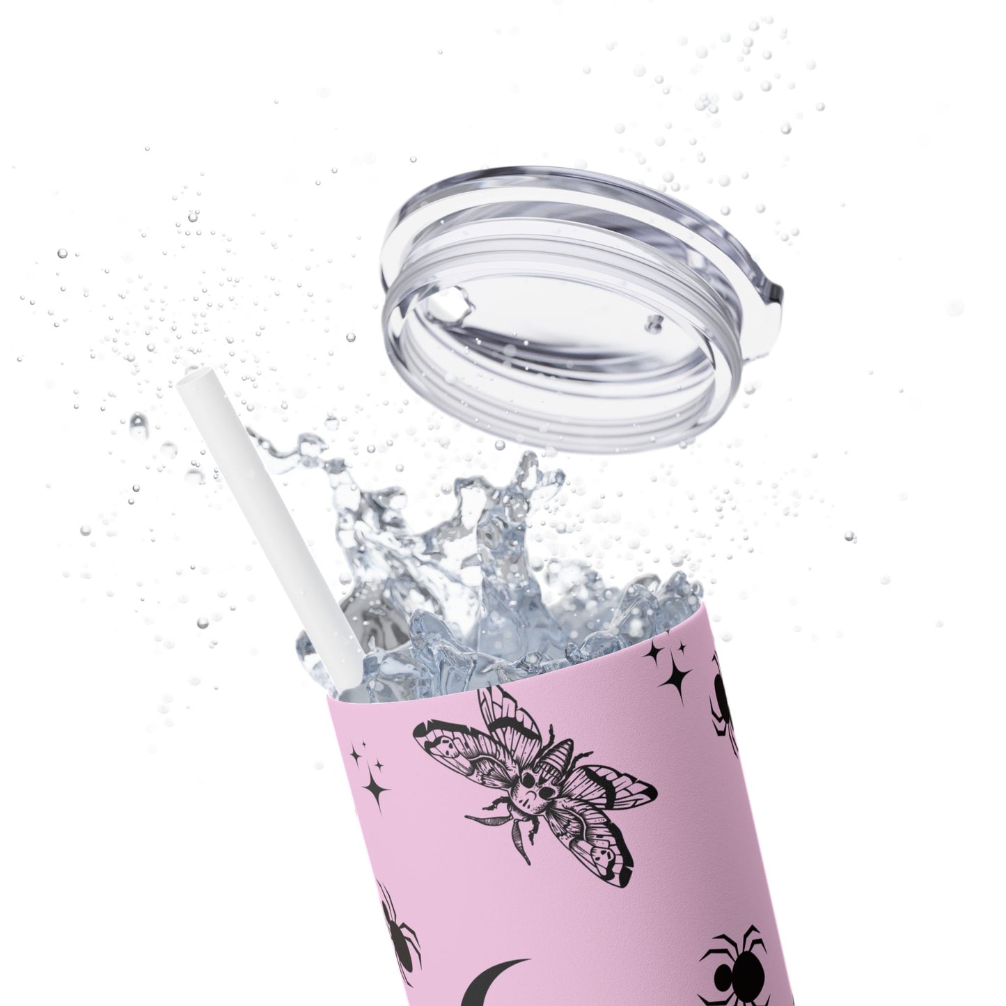 Pink Goth Skinny Tumbler with Straw, 20oz