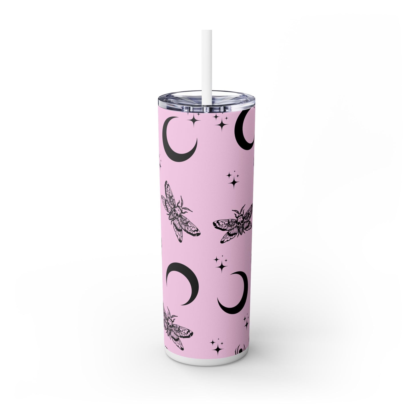 Pink Goth Skinny Tumbler with Straw, 20oz