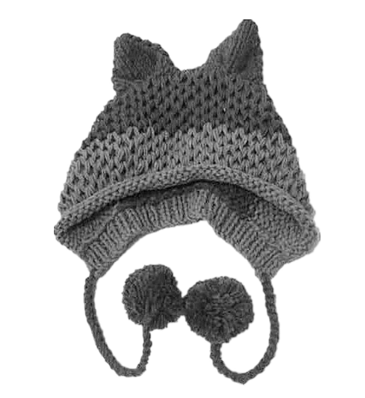 Fox Ears Beanie 100% Handmade Knit Hat